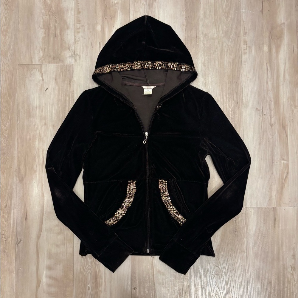 Vintage Y2K 100% Velvet Two-g Zip Up Hoodie - Size L